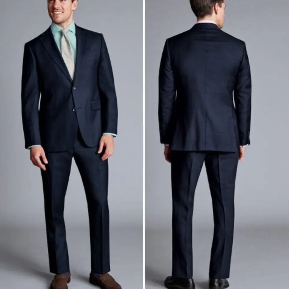 CHARLES TYRWHITT Navy Blue Wool Suit-42S 36x30